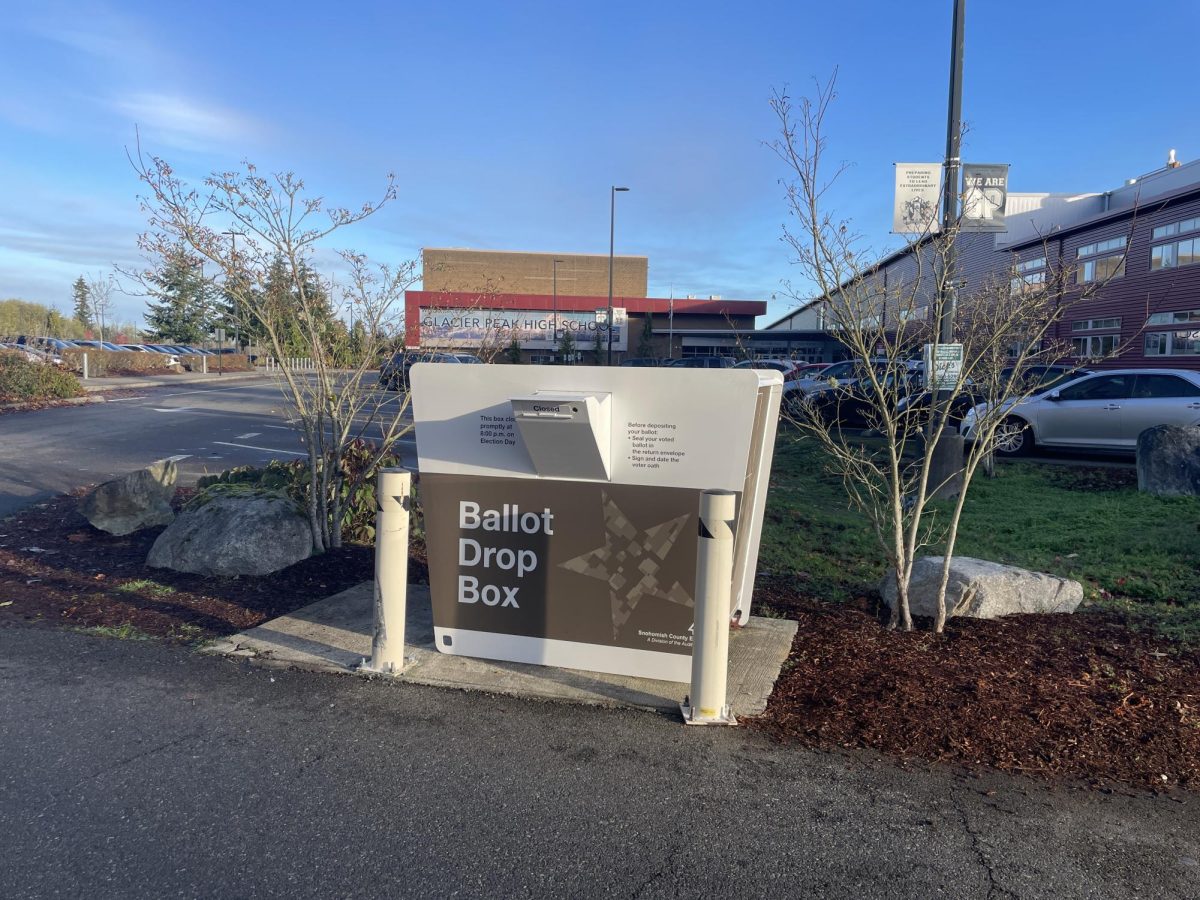 The ballot box in the Glacier Peak High School parking lot is one of 35 ballot boxes in Snohomish County. About 265,256 ballots were cast in Snohomish County with an estimated voter turnout rate of 49.92%.