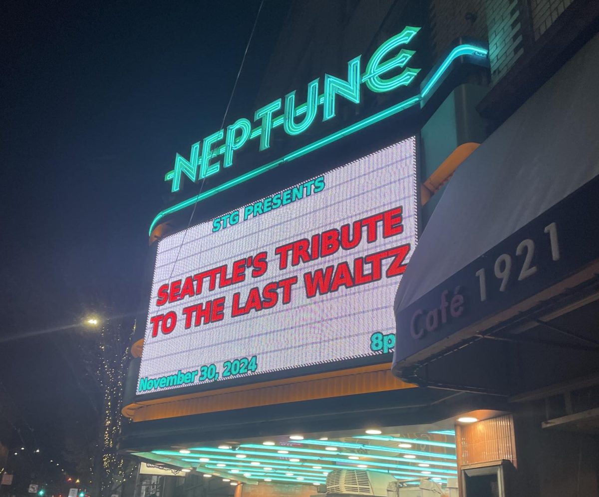 The Neptune Theatre marquee advertising Seattle's Tribute to The Last Waltz.